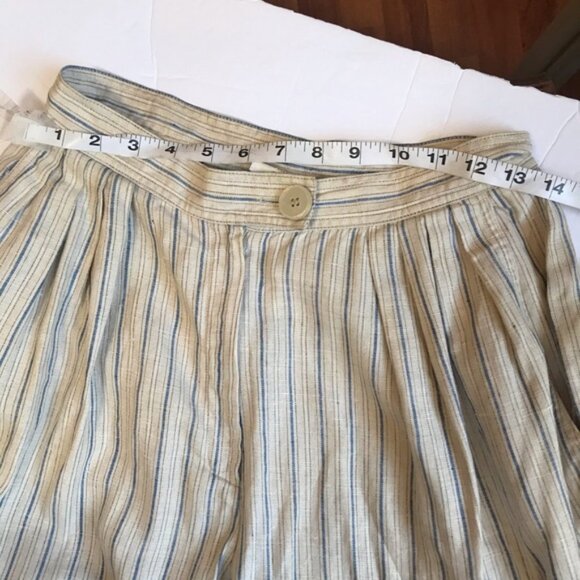 Dior Vintage 80s Linen Striped Loose Fit High Waist Pants Straight Leg Neutral - Picture 14 of 16